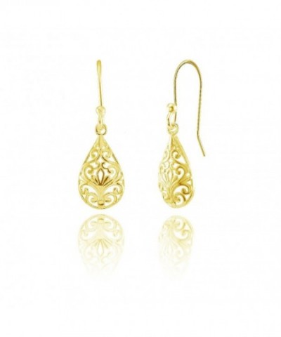 Sterling Pear Shape Filigree Polished Earrings