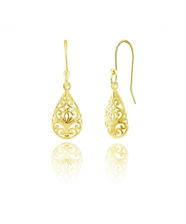 Sterling Pear Shape Filigree Polished Earrings