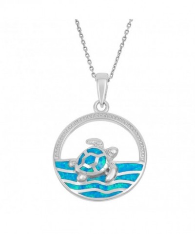 Sterling Silver Created Swimming Pendant