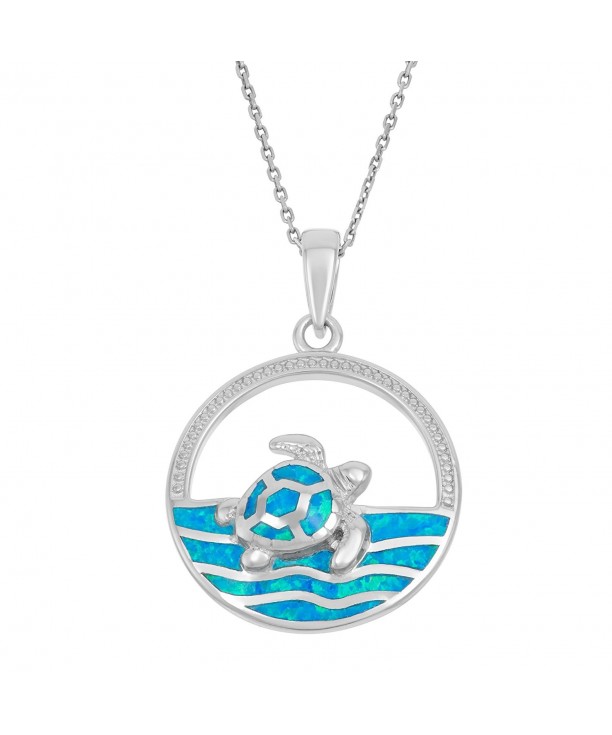 Sterling Silver Created Swimming Pendant