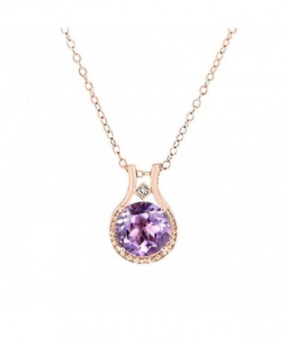 Sterling Diamond Amethyst Pendant Necklace
