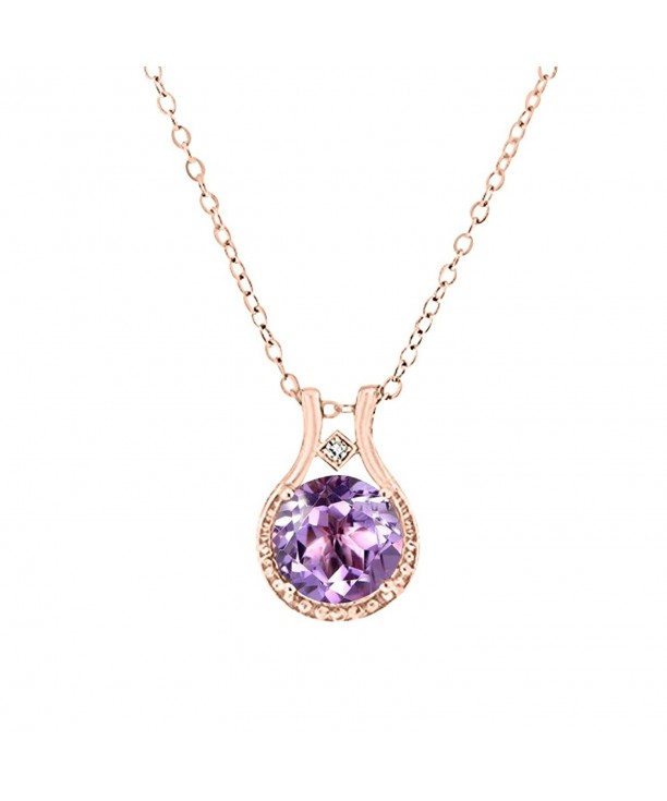 Sterling Diamond Amethyst Pendant Necklace