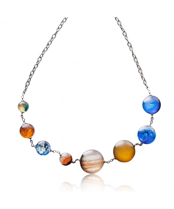 Planet Pendant Necklaces Women Double sided