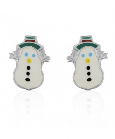 Childrens Sterling Silver Snowman Earrings