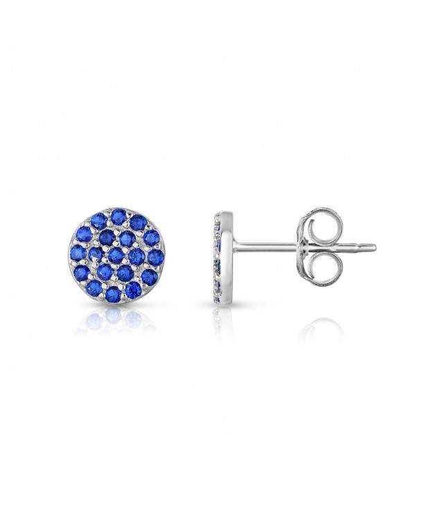 Sterling Clustered Created Sapphire Earrings