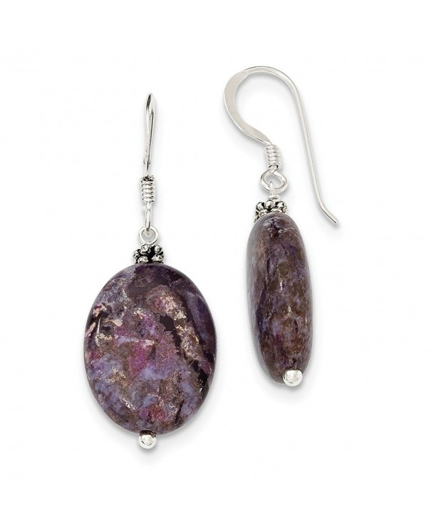 Sterling Silver Charoite Earrings 1 3IN