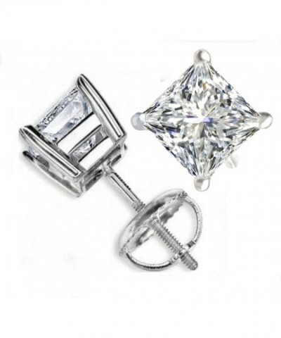 PRINCESS SIMULATED DIAMOND SOLITAIRE EARRINGS