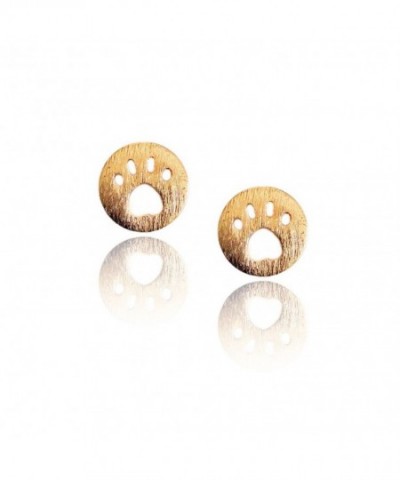 Golden Button Earrings Brushed Texture