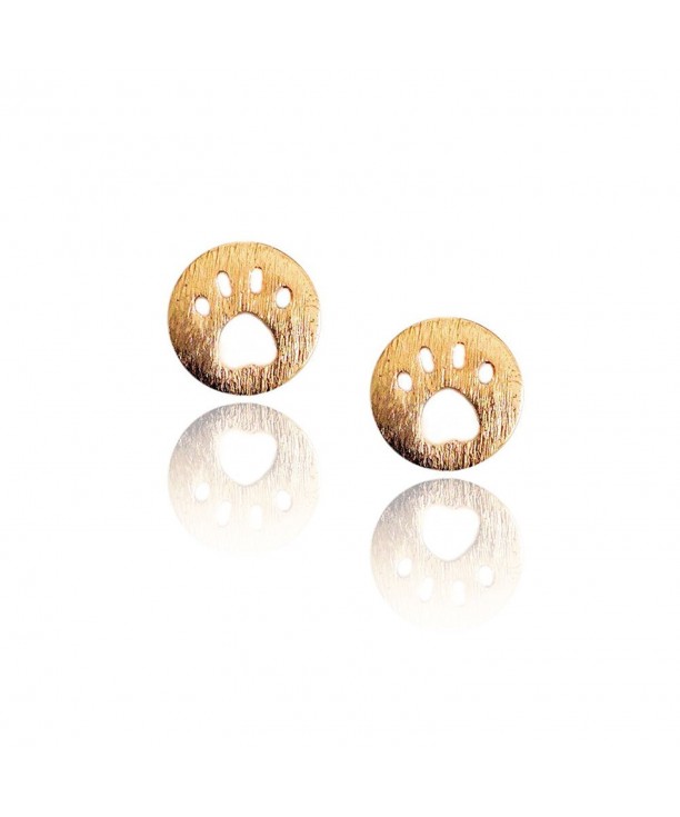 Golden Button Earrings Brushed Texture