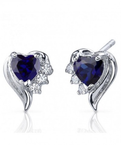 Created Sapphire Earrings Sterling Rhodium