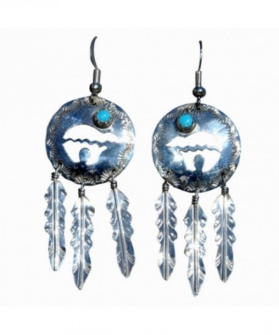 Feathers Turquoise Genuine Handcrafted Earrings