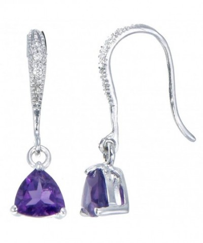 Trillion Amethyst Earrings Sterling Silver