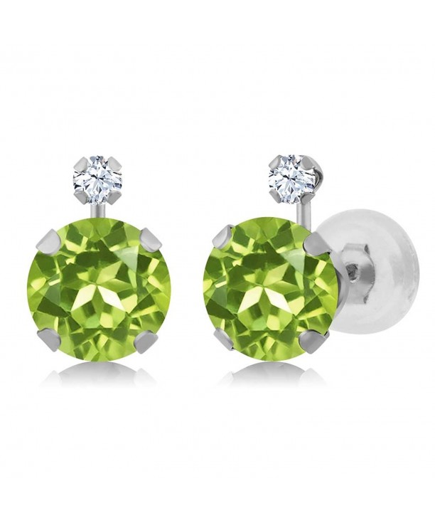 Round Peridot Created Sapphire Earrings