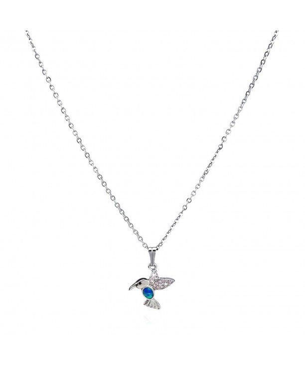 Hummingbird Necklace Blue Pendant Women