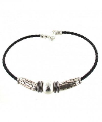 Womens Sterling Silver Leather Ladies