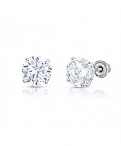 Solitaire Zirconia Earrings Secure Screw backs