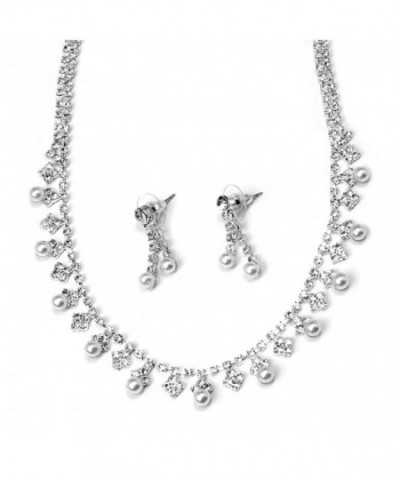 Alternating Rhinestones Bridal Necklace Earring