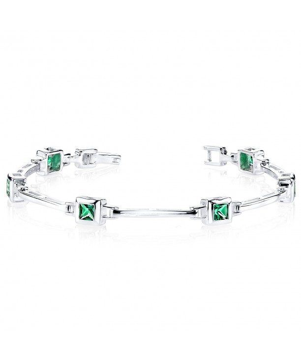 Simulated Emerald Bracelet Sterling Princess