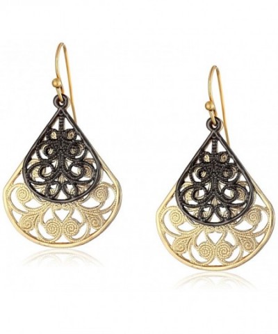 1928 Jewelry Black Tone Filigree Earrings