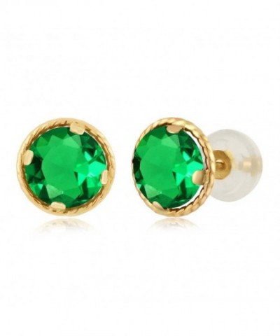 Round Simulated Emerald Yellow Earrings