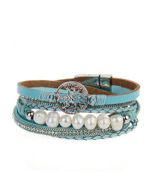 Jenia Leather Bracelet Pearl Wristband