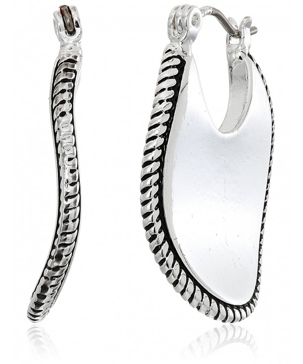 Napier Silver Tone Antique Wide Earrings