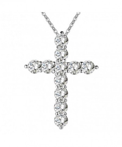 Inspirational Silver Cross Necklace Crystals