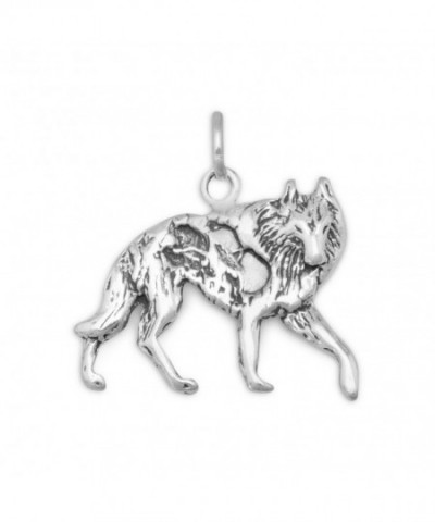 Oxidized Sterling Silver Wolf Charm