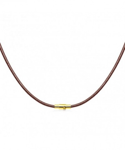 Brown Leather Necklace Magnetic Clasp