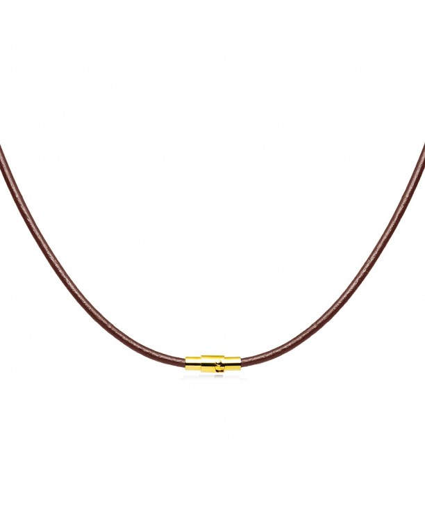 Brown Leather Necklace Magnetic Clasp