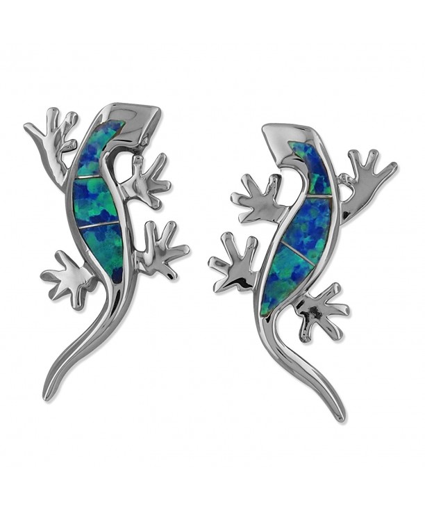 Sterling Silver Synthetic Lizard Earrings