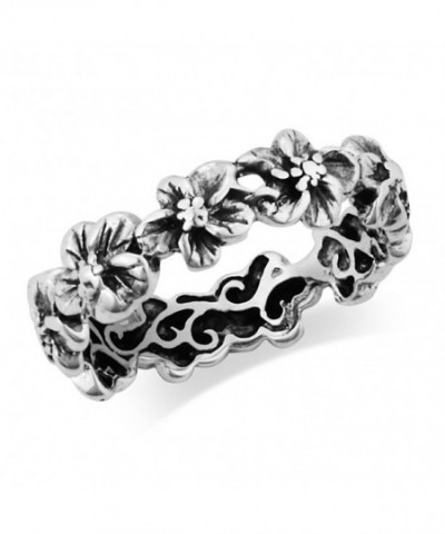 Sterling Silver Hawaiian Plumeria Eternity