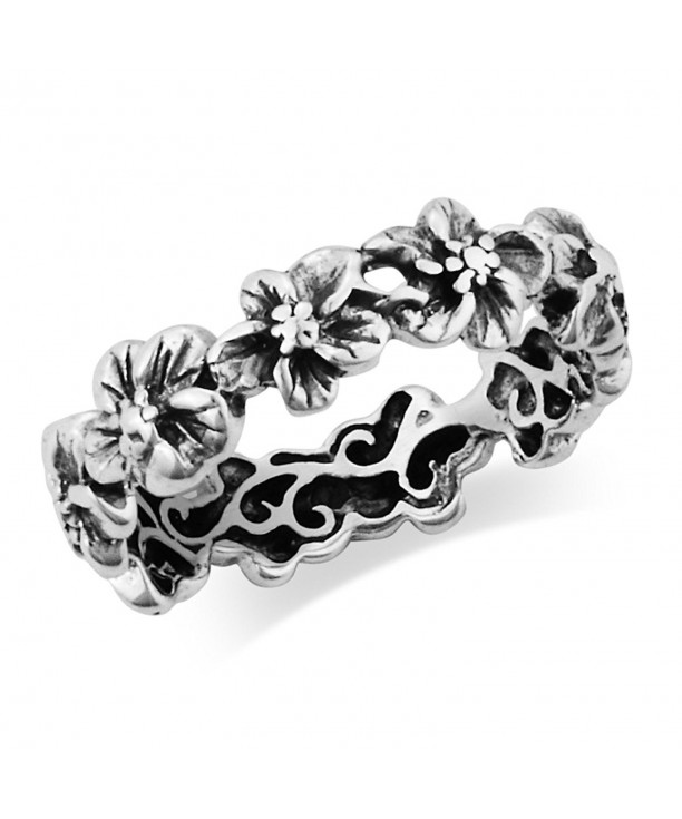 Sterling Silver Hawaiian Plumeria Eternity