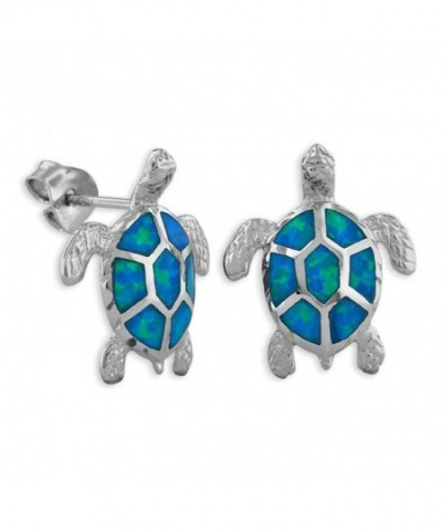 Sterling Silver Synthetic Turtle Earrings