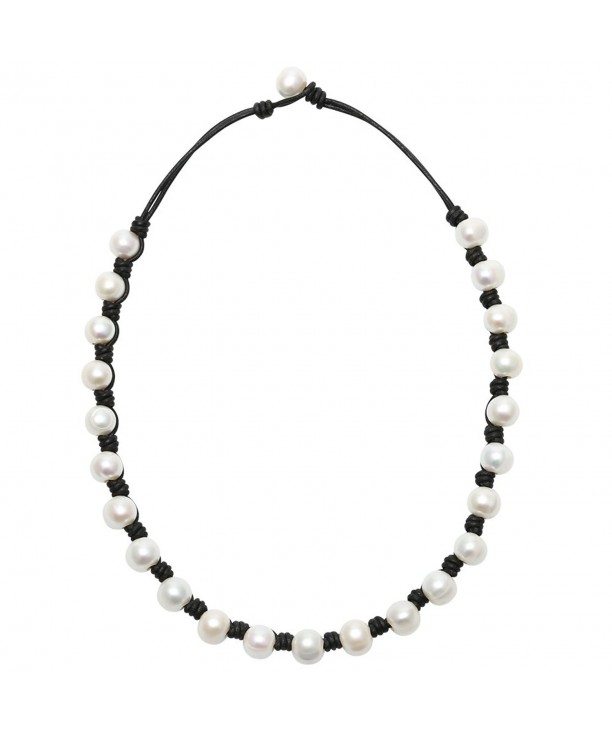 PearlyPearls Freshwater Necklace Leather Jewelry