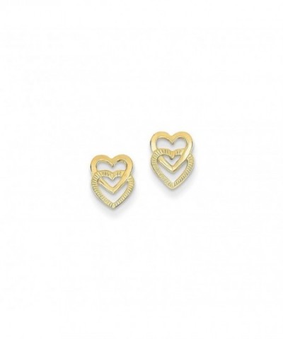 Yellow Polished Double Heart Earrings