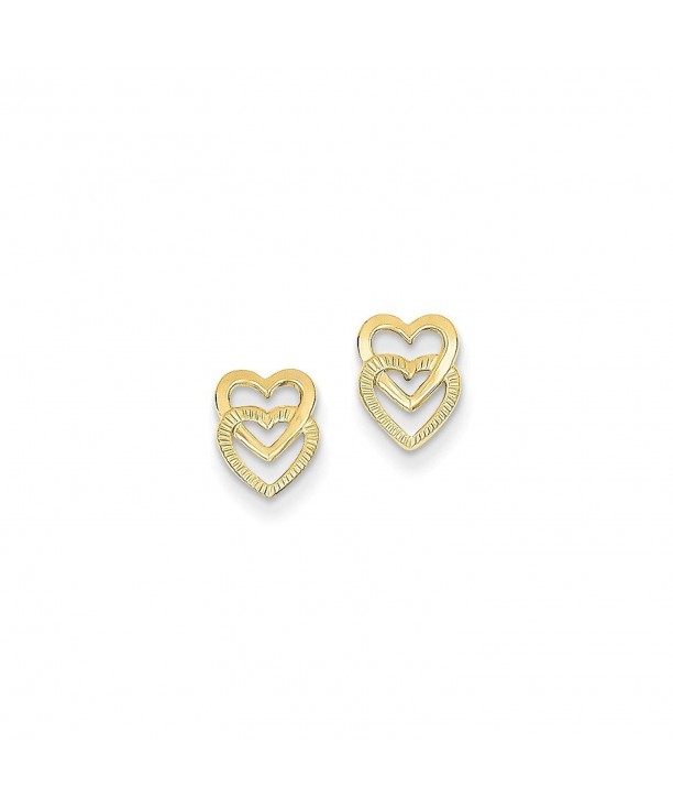 Yellow Polished Double Heart Earrings