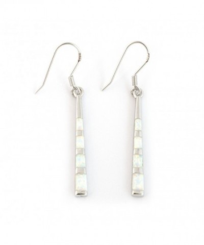 Sterling Rhodium Simulated Vertical Earrings