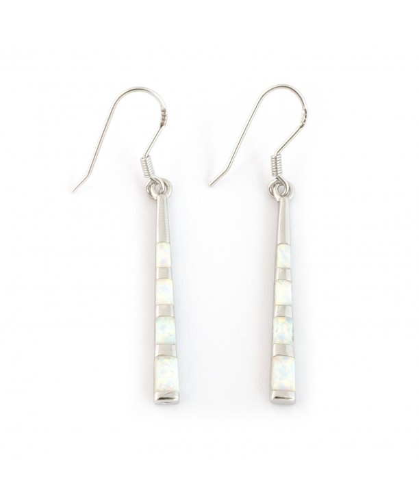 Sterling Rhodium Simulated Vertical Earrings