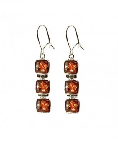 Amber Sterling Silver Square Earrings