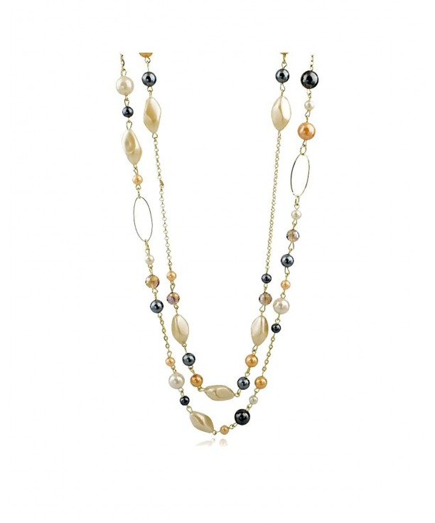Multi Strand Multi color Simulated Faceted Necklace
