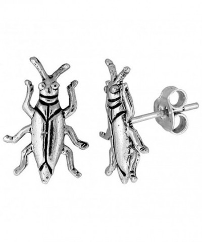 Tiny Sterling Silver Cockroach Earrings