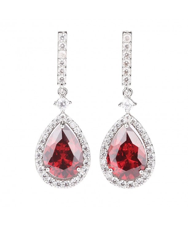 White Plated Zirconia Teardrop Earrings