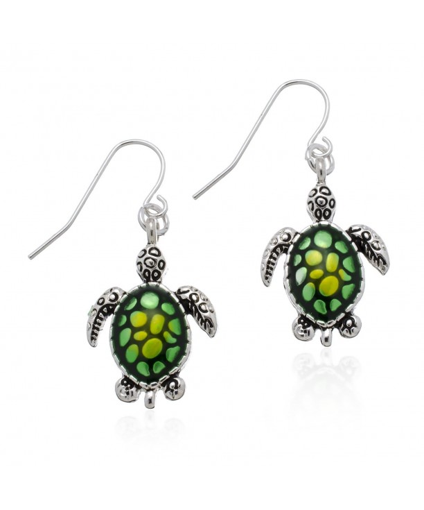 PammyJ Silvertone Turtle Dangle Earrings