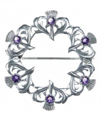 Sterling Silver Amethyst Thistle Brooch