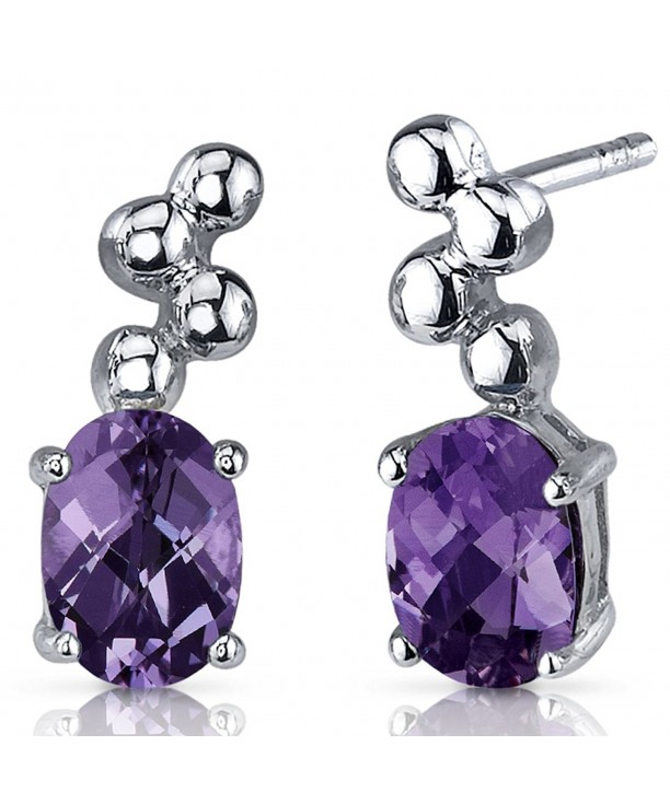 Simulated Alexandrite Earrings Sterling Rhodium