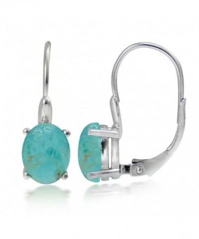 Sterling Simulated Turquoise Leverback Earrings