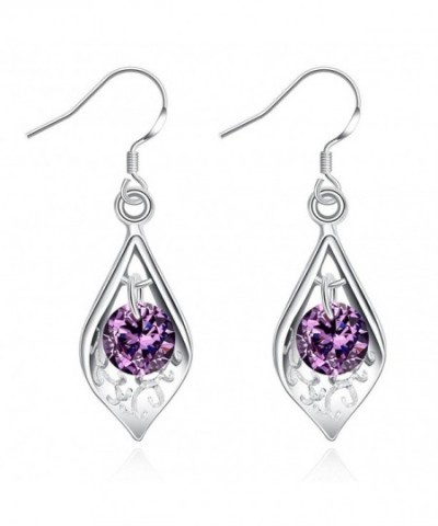 Amethyst Dangle Earrings Cubic Zirconia