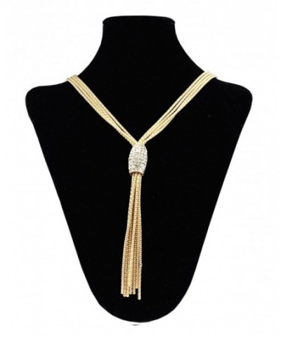 Rhinestone Barrel Pendant Necklace Gold Tone