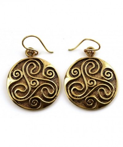 Engraved triskelion Earrings Vintage Thailand